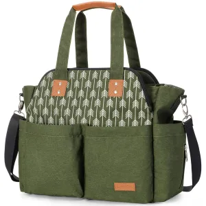 Lekebaby Diaper Tote - Large Waterproof Mommy Bag for Hospital, Travel, Green