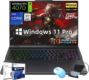 Lenovo Legion Pro 5i Gaming Laptop • 16" WQXGA IPS 240Hz Display • NVIDIA GeForce RTX 4070 • Intel 24-Core i9-14900HX • RBG Backlit • External DVD Drive • w/Office & Win 11 Pro • 64GB RAM• 4TB SSD