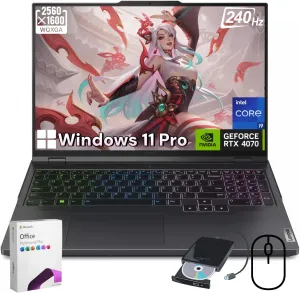 Lenovo Legion Pro 5i Gen 9 Gaming Laptop, 16" WQXGA 240Hz Display, Intel i9-14900HX(up to 5.80 GHz), NVIDIA RTX 4070, 64GB DDR5, 2TB SSD, RGB Backlit KB, Wi-Fi 6E, Windows 11 Pro & Free Office Pro
