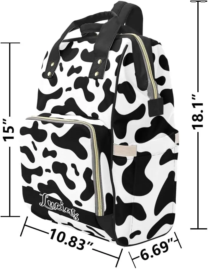 Leopard Print Personalized Diaper Bag,Custom Name Large Capacity Diaper Backpack Travel Casual Daypack Nappy Bag Gifts