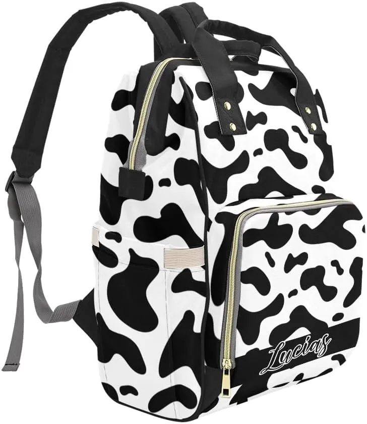 Leopard Print Personalized Diaper Bag,Custom Name Large Capacity Diaper Backpack Travel Casual Daypack Nappy Bag Gifts