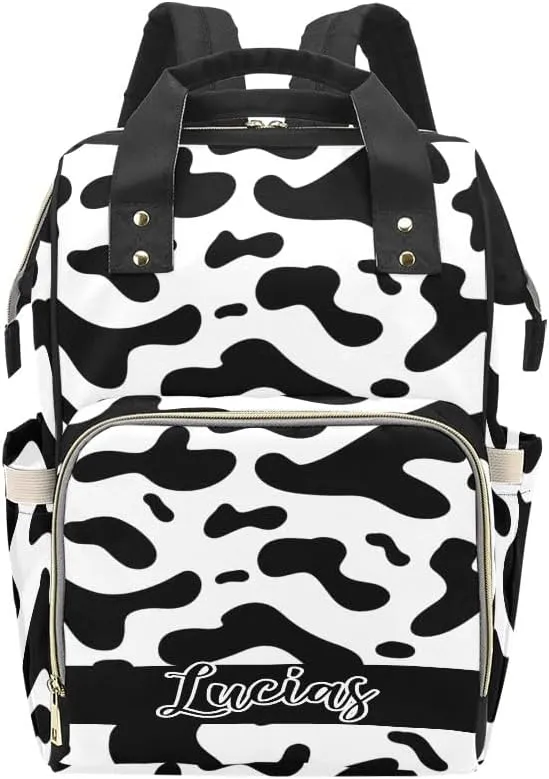 Leopard Print Personalized Diaper Bag,Custom Name Large Capacity Diaper Backpack Travel Casual Daypack Nappy Bag Gifts