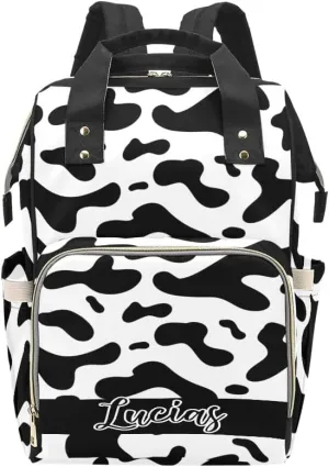 Leopard Print Personalized Diaper Bag,Custom Name Large Capacity Diaper Backpack Travel Casual Daypack Nappy Bag Gifts