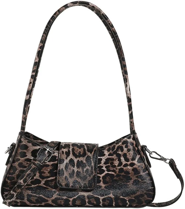 Leopard Print Purses and Handbags Cheetah Print Hobo Shoulder Bag Y2k Leopard Crescent Tote Bag Cheetah Clutch Purse (Brown)
