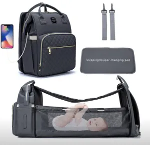 LeQueen Grey Baby Crib Foldable Ex-tractable  baby bed bag travel bassinet (waterproof)