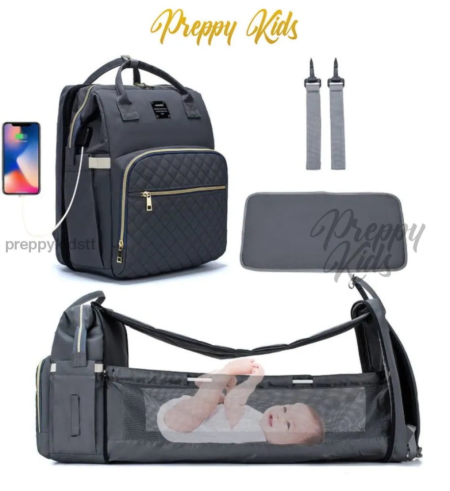 LeQueen Grey Baby Crib Foldable Ex-tractable  baby bed bag travel bassinet (waterproof)
