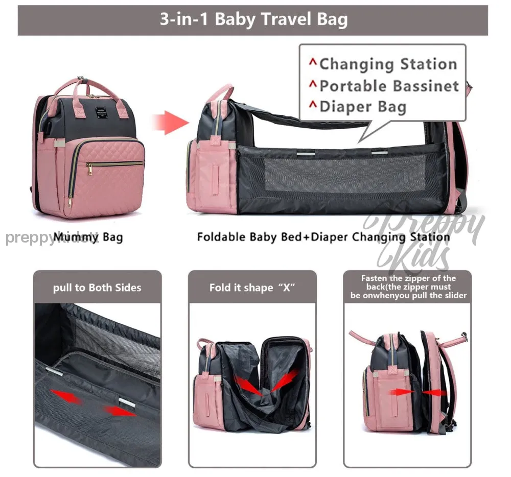 LeQueen Grey Baby Crib Foldable Ex-tractable  baby bed bag travel bassinet (waterproof)
