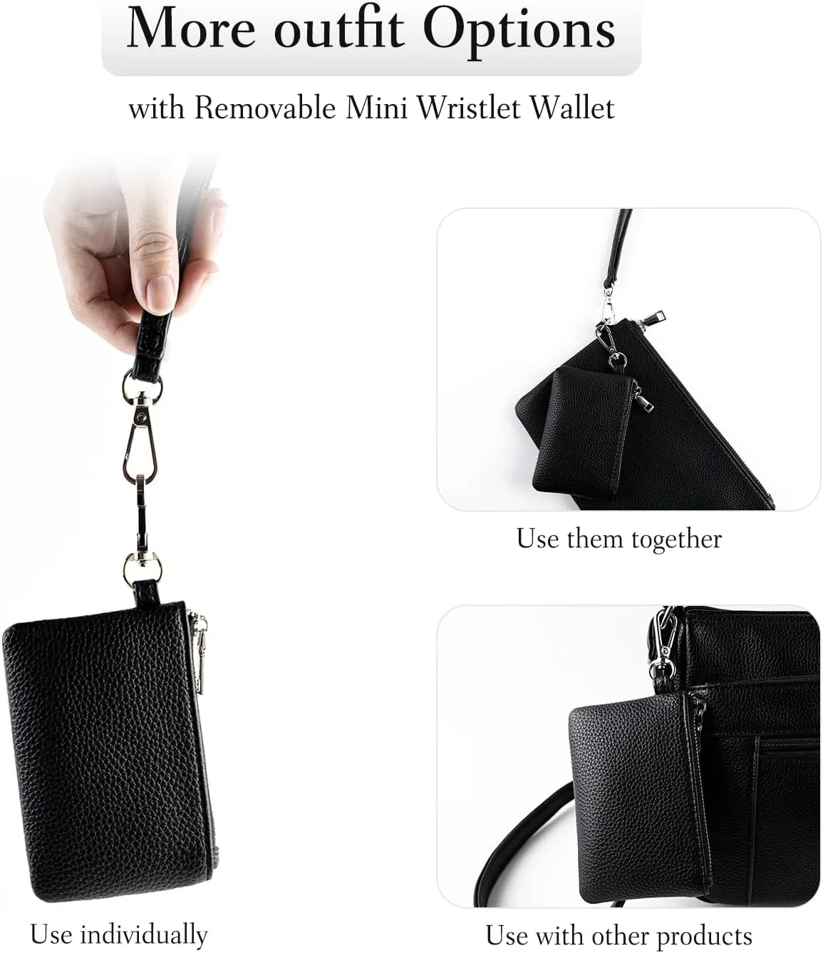 letech  Wristlet Wallet for Women Dual Pouch Wristlet Portable wallet Coin Purse Wristlet Clutch Wallet Purse Credit Card Holder Gifts for Women Ladies Female Black