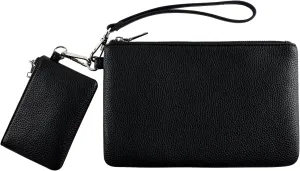 letech  Wristlet Wallet for Women Dual Pouch Wristlet Portable wallet Coin Purse Wristlet Clutch Wallet Purse Credit Card Holder Gifts for Women Ladies Female Black
