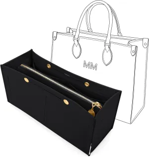 LEXSION Felt Purse Organizer Insert,Handbag Organizer with Detachalbe Zipper Pocket for ONTHEGO PM,3 Size 8034 Black Small