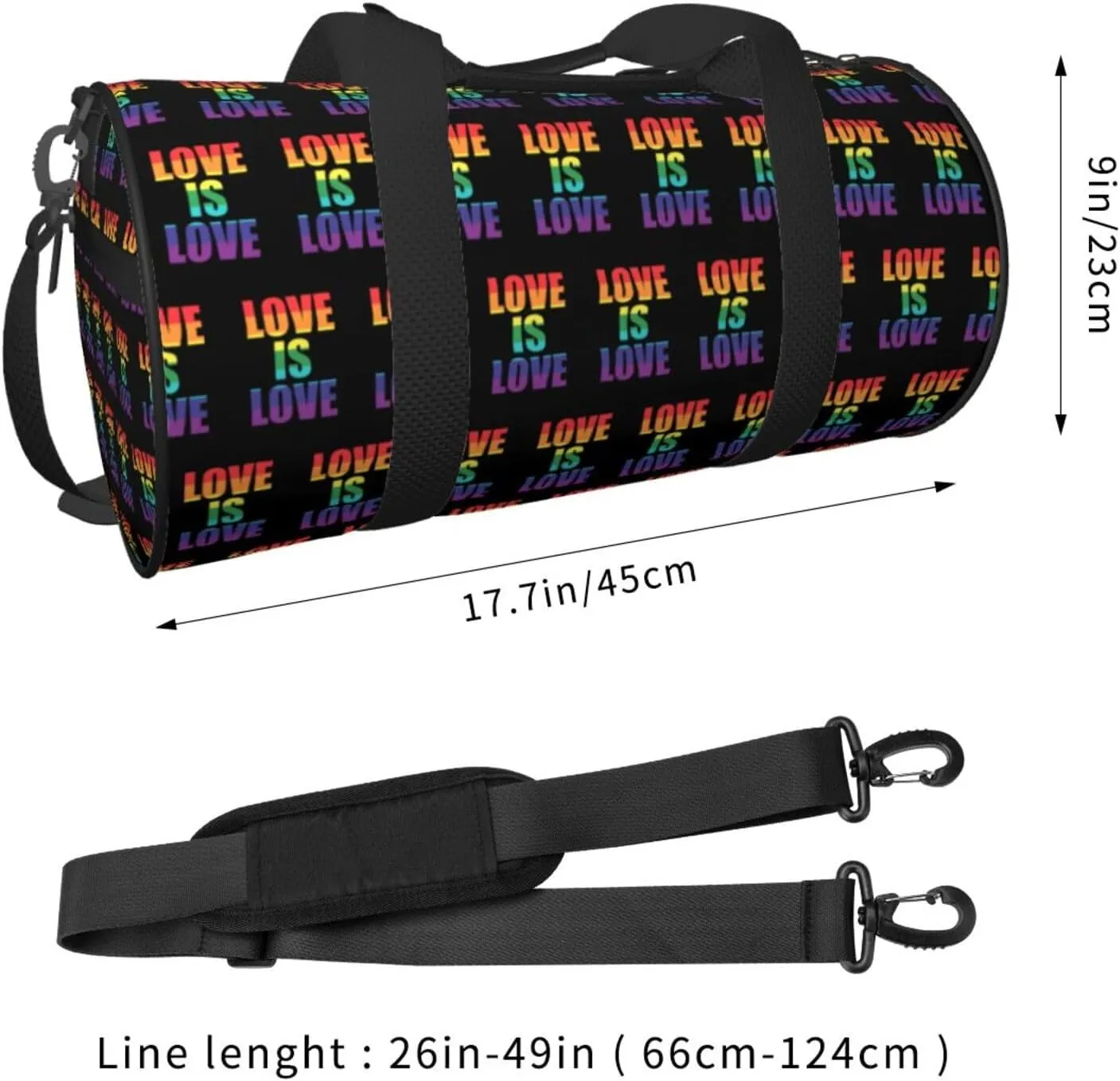 LGBT Pride Rainbow Gay Love Is Love Round Travel Duffel Bag Large Capacity Gym Sports Bags for Hiking Vacation Trips