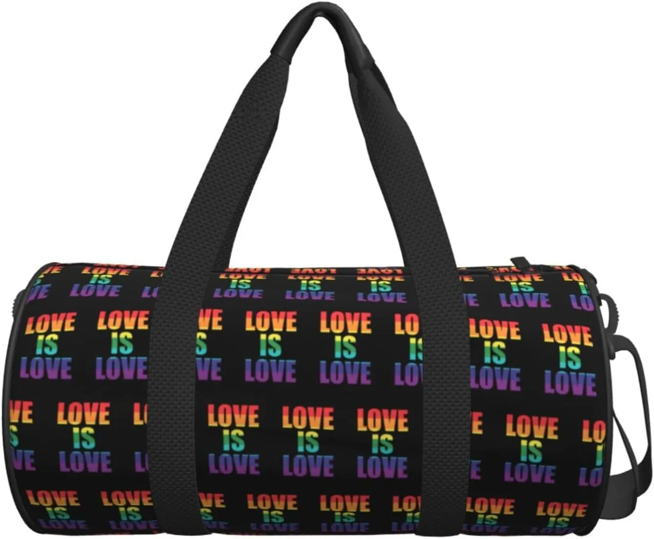 LGBT Pride Rainbow Gay Love Is Love Round Travel Duffel Bag Large Capacity Gym Sports Bags for Hiking Vacation Trips