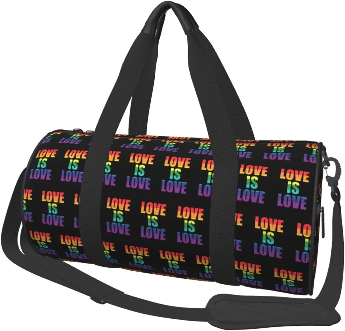 LGBT Pride Rainbow Gay Love Is Love Round Travel Duffel Bag Large Capacity Gym Sports Bags for Hiking Vacation Trips