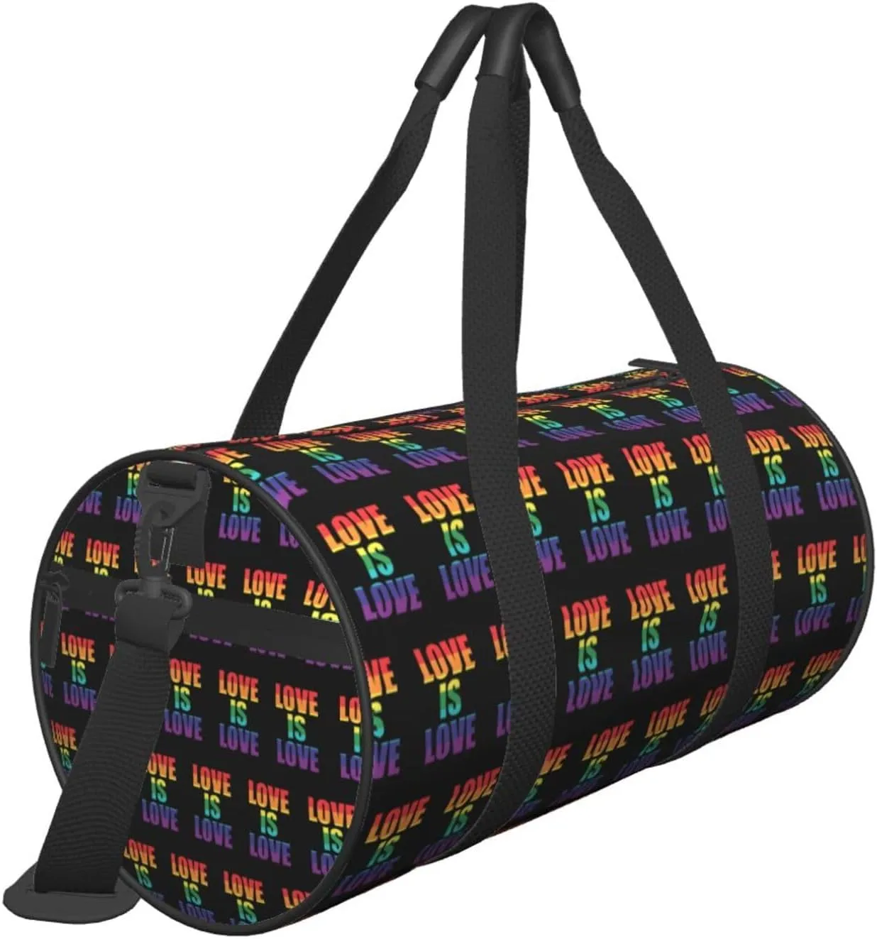 LGBT Pride Rainbow Gay Love Is Love Round Travel Duffel Bag Large Capacity Gym Sports Bags for Hiking Vacation Trips