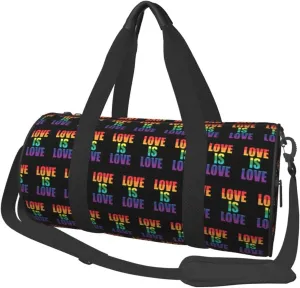 LGBT Pride Rainbow Gay Love Is Love Round Travel Duffel Bag Large Capacity Gym Sports Bags for Hiking Vacation Trips