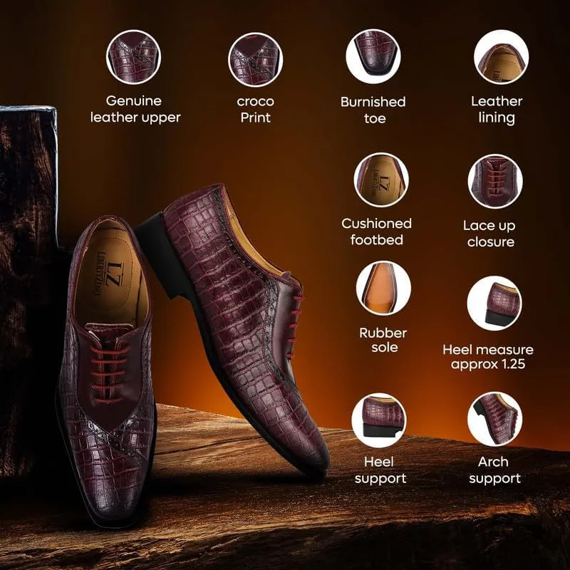 LIBERTYZENO Mens Plain & Animal Print Leather Adults Formal Lace Up Dress Shoes for Prom Graduation