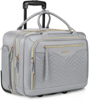 LIGHT FLIGHT Rolling Laptop Bag Rolling Briefcase for Women Computer Bag with Wheels Case for Carry on Travel Work Business