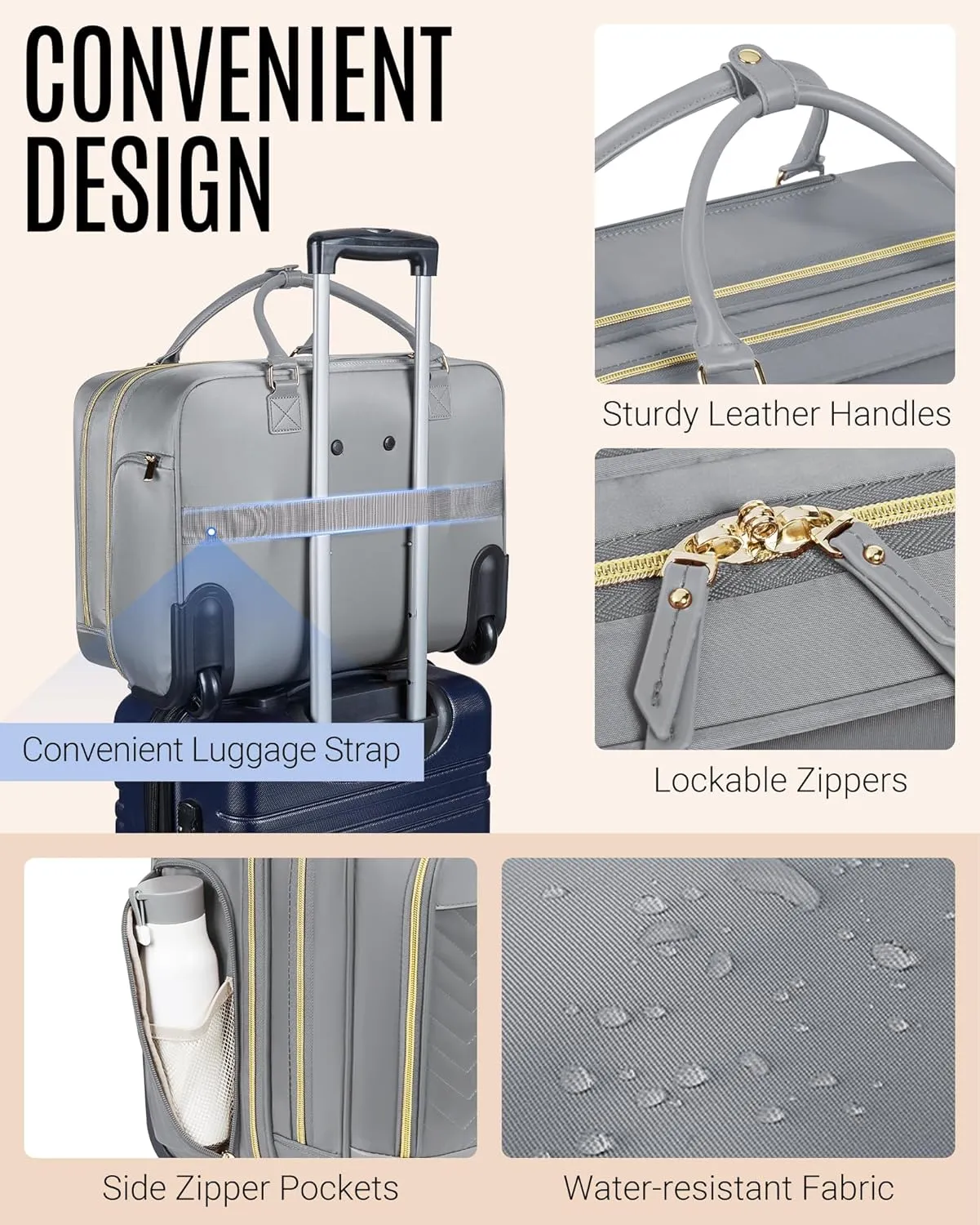 LIGHT FLIGHT Rolling Laptop Bag Rolling Briefcase for Women Computer Bag with Wheels Case for Carry on Travel Work Business