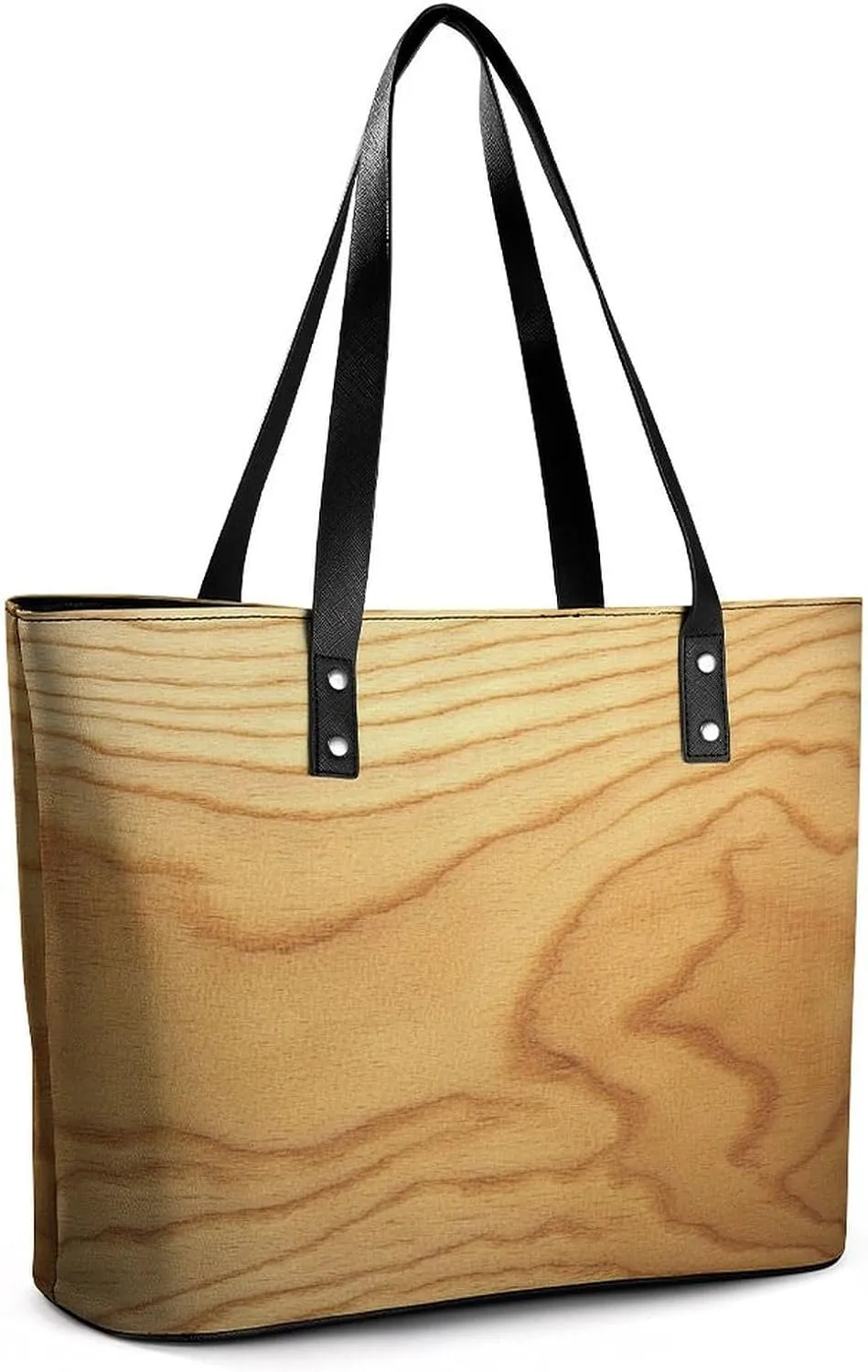Light Yellow Birch Wood Grain Texture Women Soft Leather Handbags Tote Purses Shoulder Bucket Bags