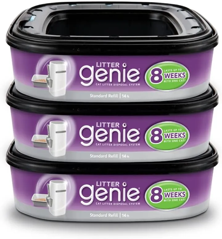 Litter Genie Refill Bags (3-Pack) Multi-Layers of Odor-Barrier Technology 1 Square Refill Lasts Up to 2 Months