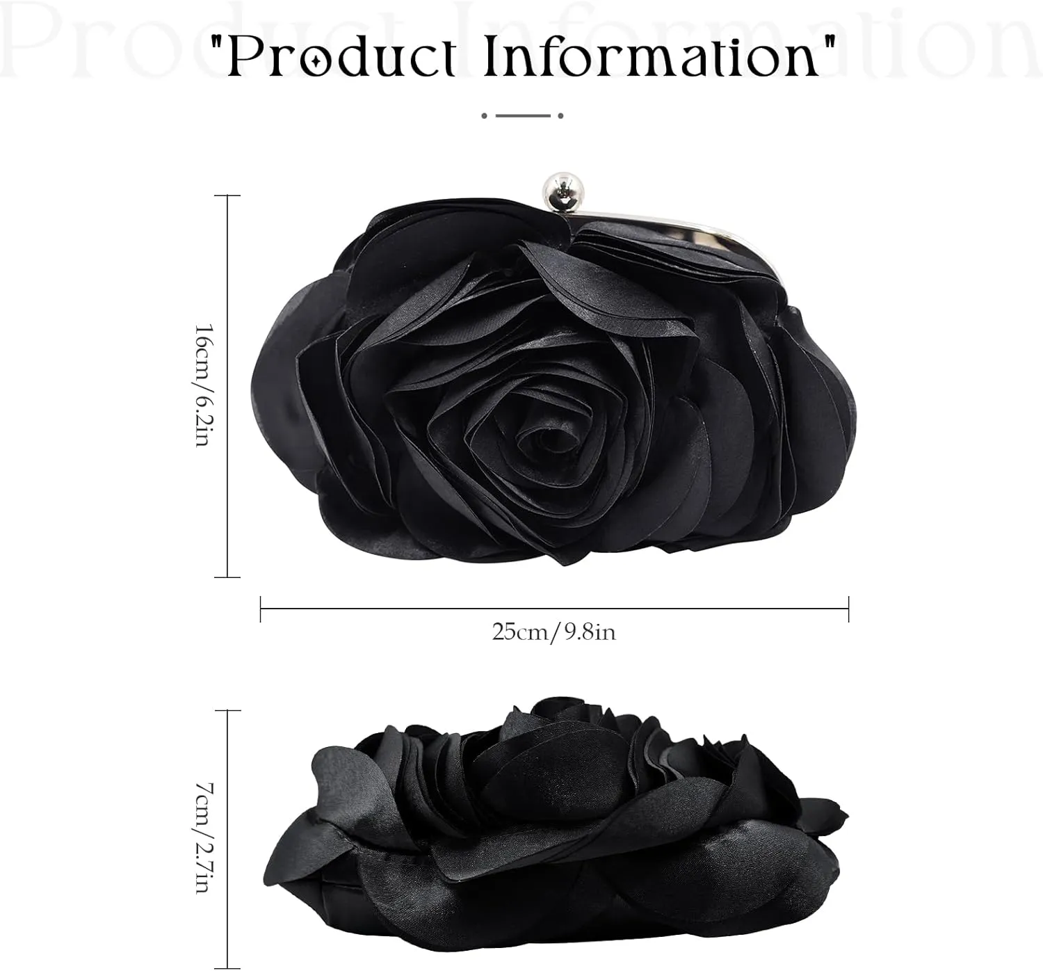Little Floral Clutch Purse for Women - Elegant Rose Petal Evening Bag with Detachable Chain for Wedding, Gala, Prom