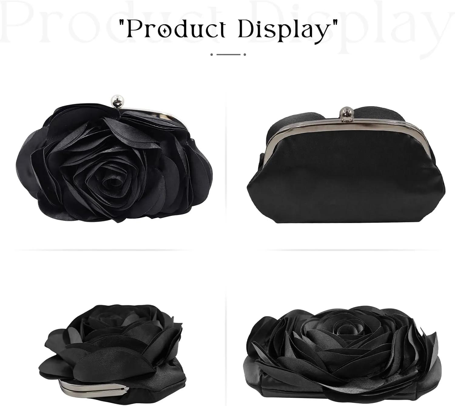 Little Floral Clutch Purse for Women - Elegant Rose Petal Evening Bag with Detachable Chain for Wedding, Gala, Prom