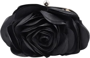 Little Floral Clutch Purse for Women - Elegant Rose Petal Evening Bag with Detachable Chain for Wedding, Gala, Prom