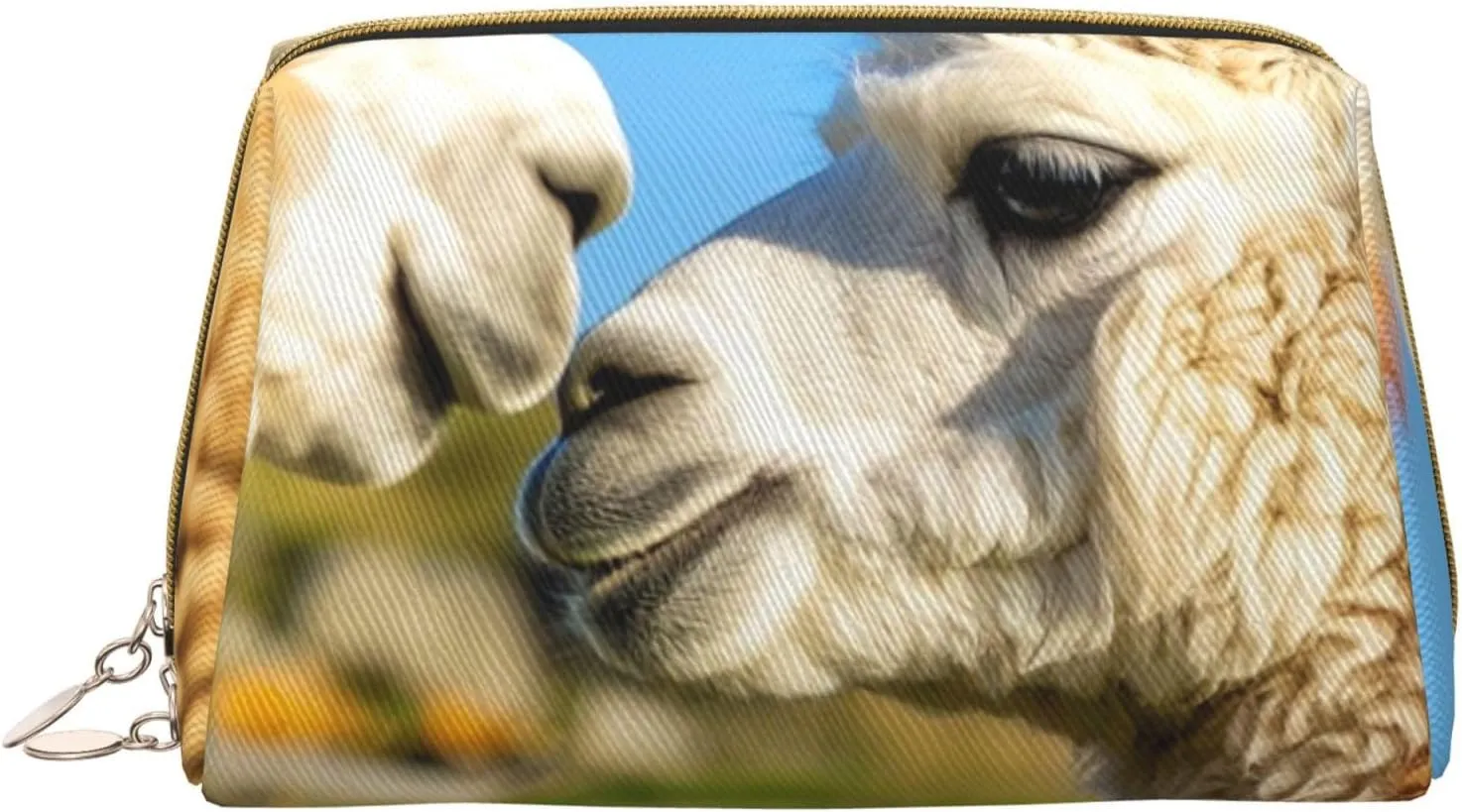 Llama And Alpaca Print Travel Makeup Bag, Women's Large Capacity Makeup Bag, Waterproof Portable Bag, Open Flat Makeup Bag