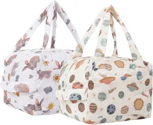 Lmbabter 2PCS Diaper Wet Bag Convertible Diaper Tote Bag Stroller Hanging Bag Nappy Organizer Pod for Swim,Baby,Gym Bag,Travel Bag (Rabbit)
