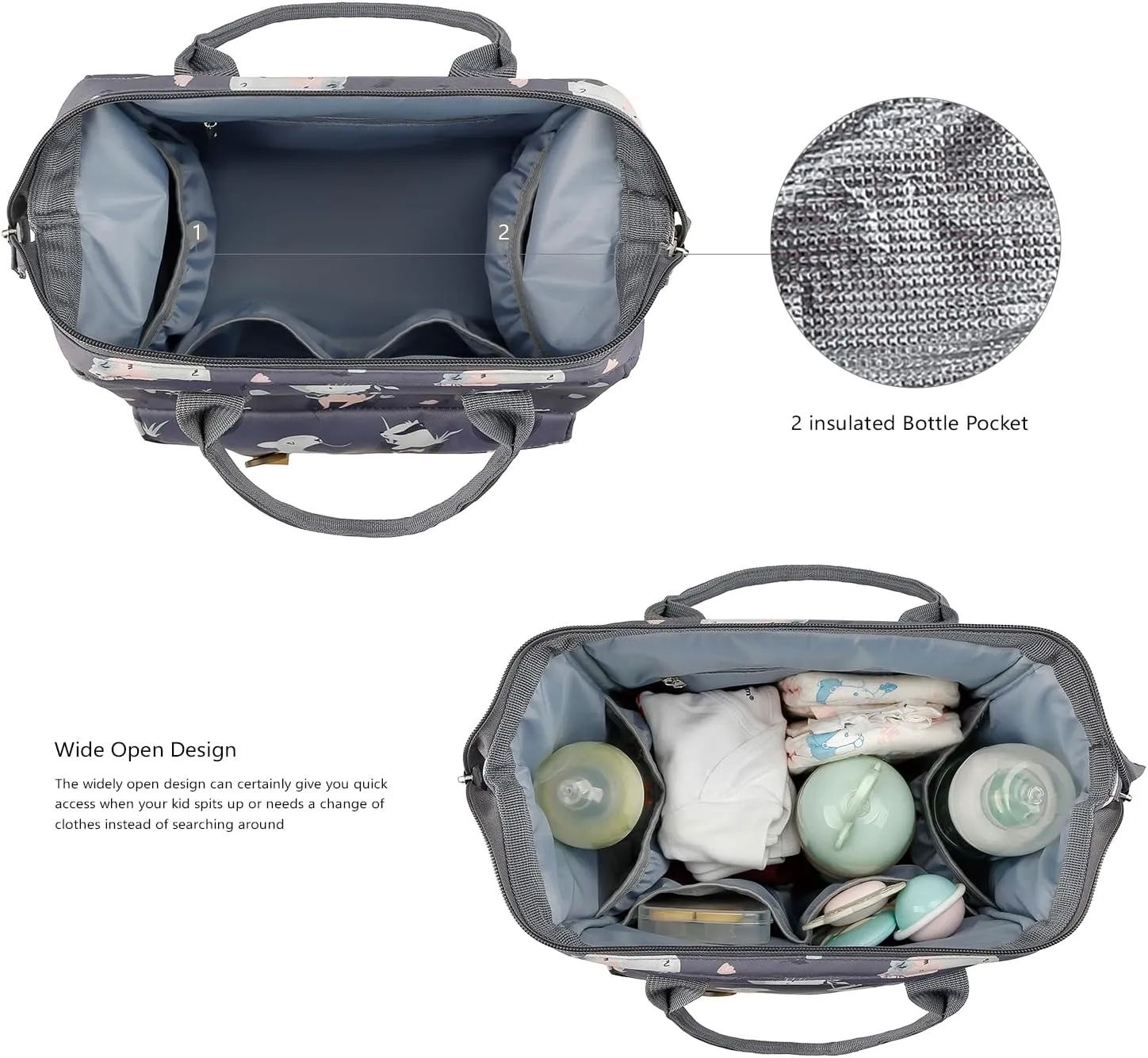 Lmbabter Baby Diaper Bag Handbag Waterproof Multi-Function Mini Smart Diaper Bag with Insulated Pocket for Outdoor (Animals)