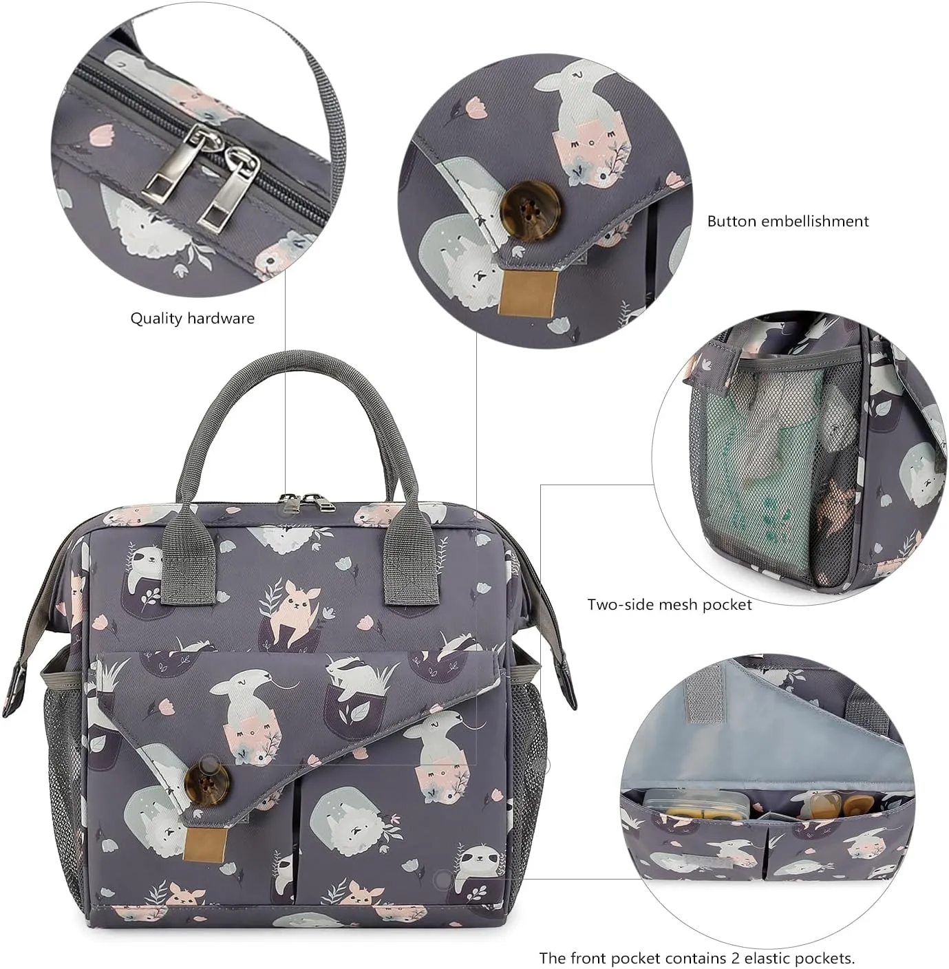 Lmbabter Baby Diaper Bag Handbag Waterproof Multi-Function Mini Smart Diaper Bag with Insulated Pocket for Outdoor (Animals)