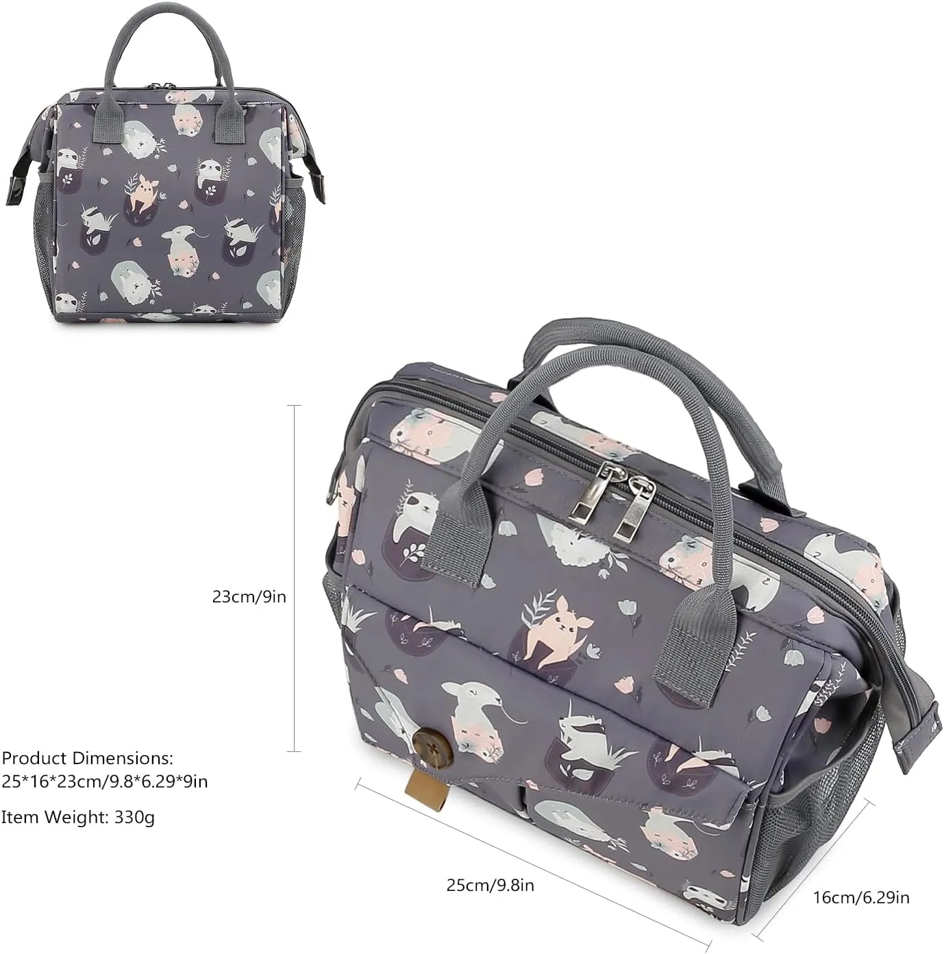 Lmbabter Baby Diaper Bag Handbag Waterproof Multi-Function Mini Smart Diaper Bag with Insulated Pocket for Outdoor (Animals)