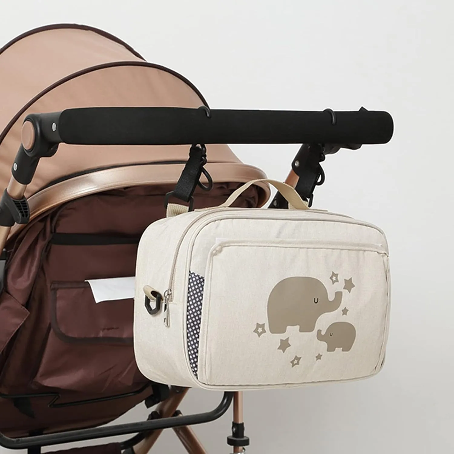 Lmbabter Baby Small Diaper Bag Stroller Storage Bag Waterproof Diaper Organizer Caddy Infant Tote Portable Mommy Bag for Outdoor