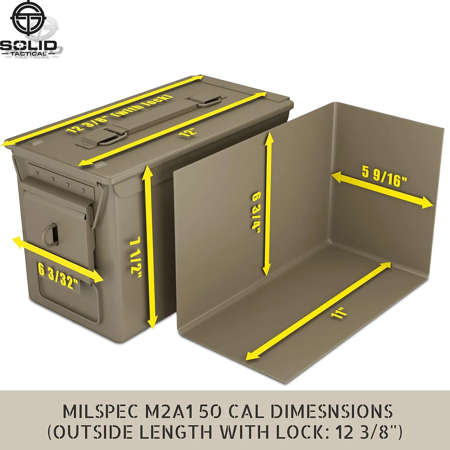 Lockable 30 & 50 Cal Metal Ammo Storage Box 9mm - Military & Army Steel Ammo Can for Ammunition Storage - Waterproof Ammo Crate Utility Box
