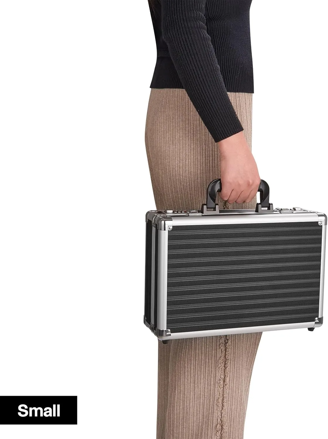 Locking Briefcase - Lockable Attache Case for Laptop & Documents, Dual Combination Locks, 14.2 “x9.4 ”x4.5 Business Aluminum Frame Hard Case for Professionals, Businessmen, Lawyers - Black