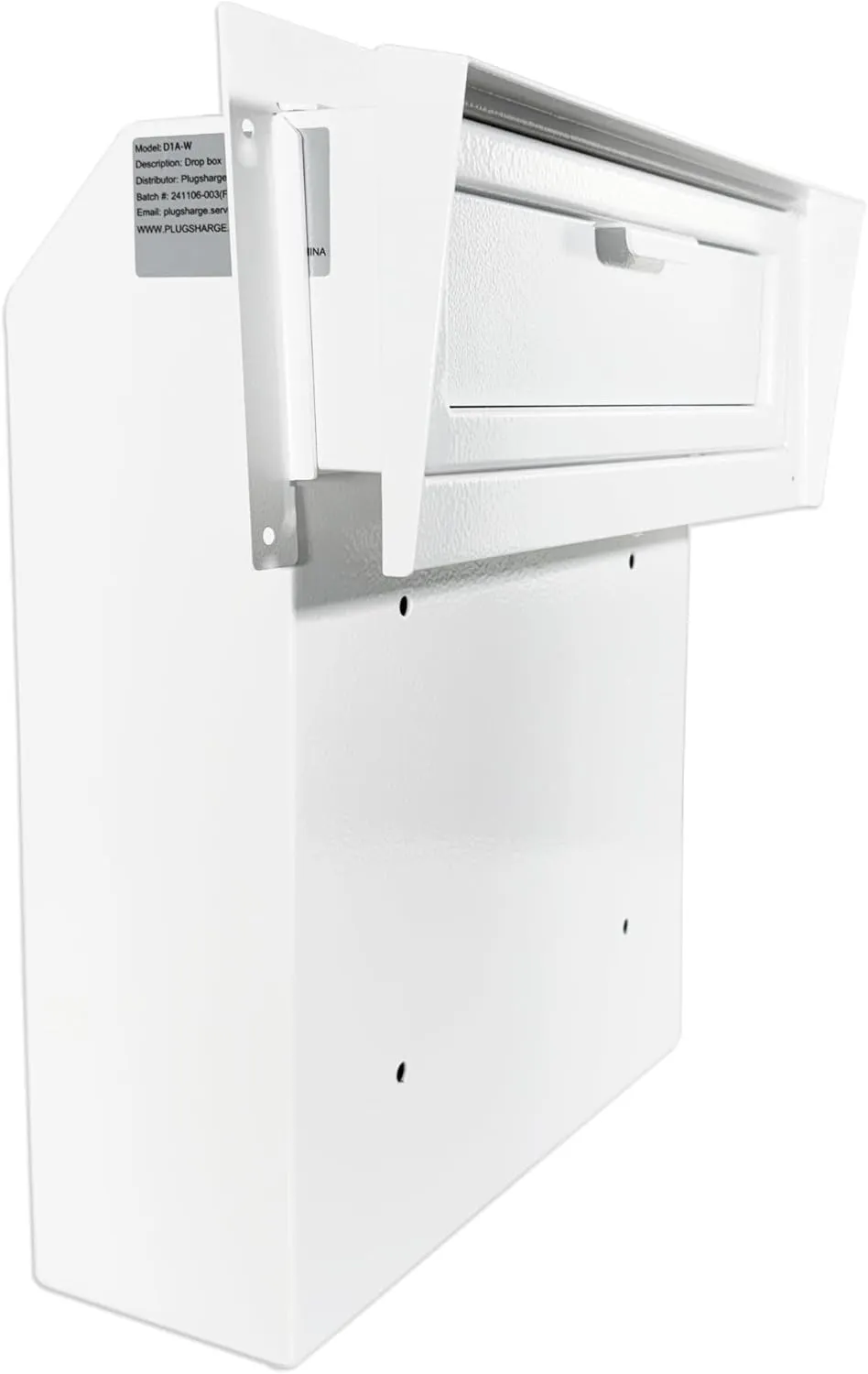 Locking Mailbox Drop Box with Rain Cover, Heavy-Duty Galvanized Steel, Door Mounted Secure Mailbox for Keys, Cash, Checks, Deposits & Letters – Safe Mail Drop Box for Home/Office, White