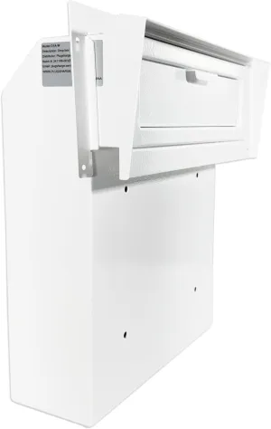 Locking Mailbox Drop Box with Rain Cover, Heavy-Duty Galvanized Steel, Door Mounted Secure Mailbox for Keys, Cash, Checks, Deposits & Letters – Safe Mail Drop Box for Home/Office, White