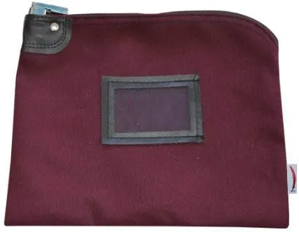 Locking Money Bank Bag Canvas Keyed Security Burgundy