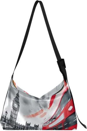 London Red Double Decker Tote Bag for Women Large Hobo Bags Crossbody Bag Leather Tote with Adjustable Strap for Travel Women
