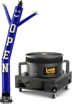 LookOurWay Air Dancers Wacky Waving Inflatable Tube Guy Set - 20 Feet Tall Inflatable Puppet Dancer Tube Man with Sky Dancer Blower - Open Blue