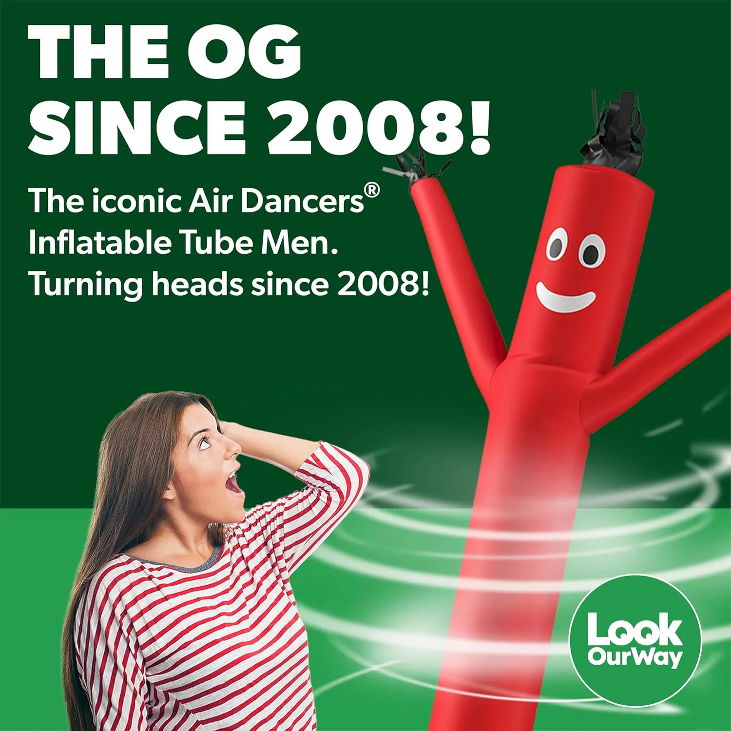 LookOurWay Air Dancers Wacky Waving Inflatable Tube Man Set - 20 Feet Tall Inflatable Dancing Man with Blower for Business Advertising
