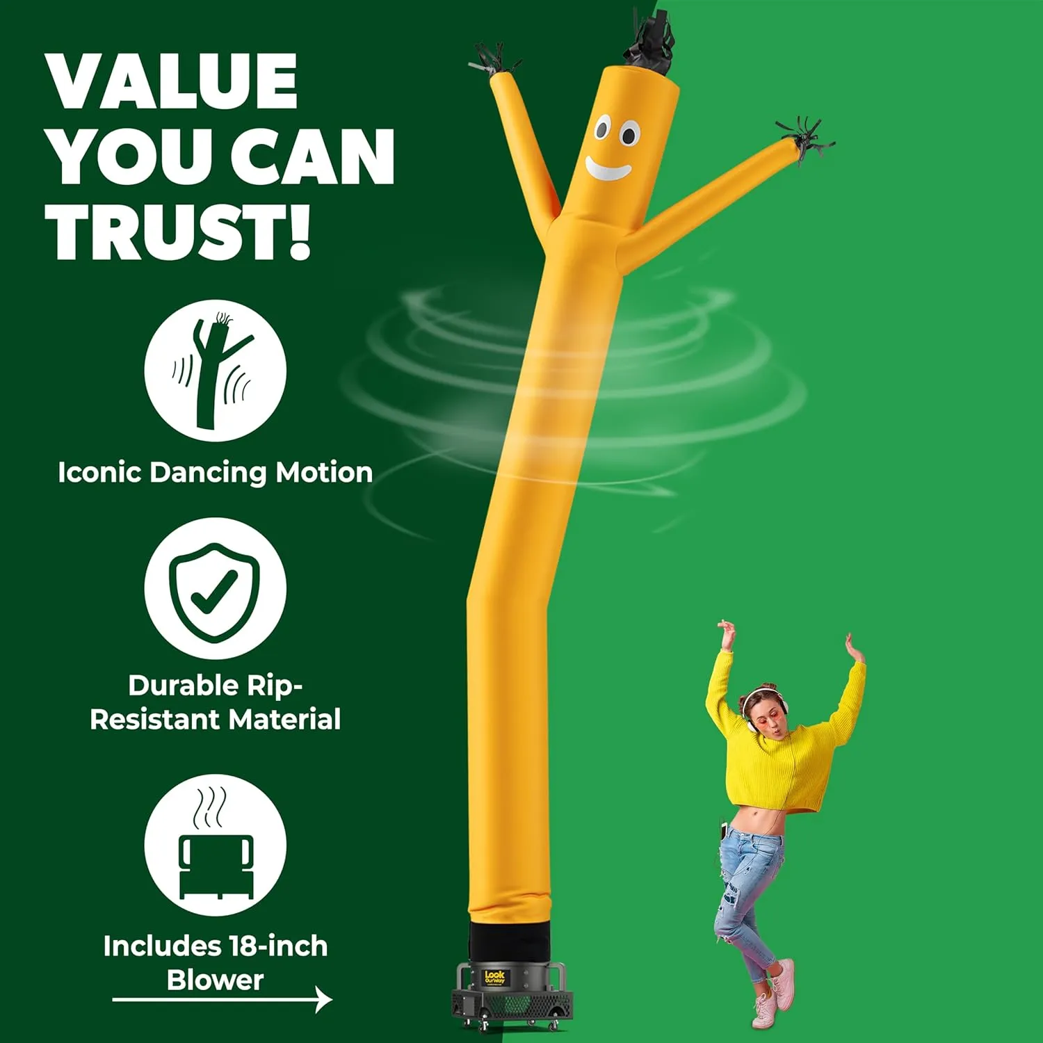 LookOurWay Air Dancers Wacky Waving Inflatable Tube Man Set - 20 Feet Tall Inflatable Dancing Man with Blower for Business Advertising