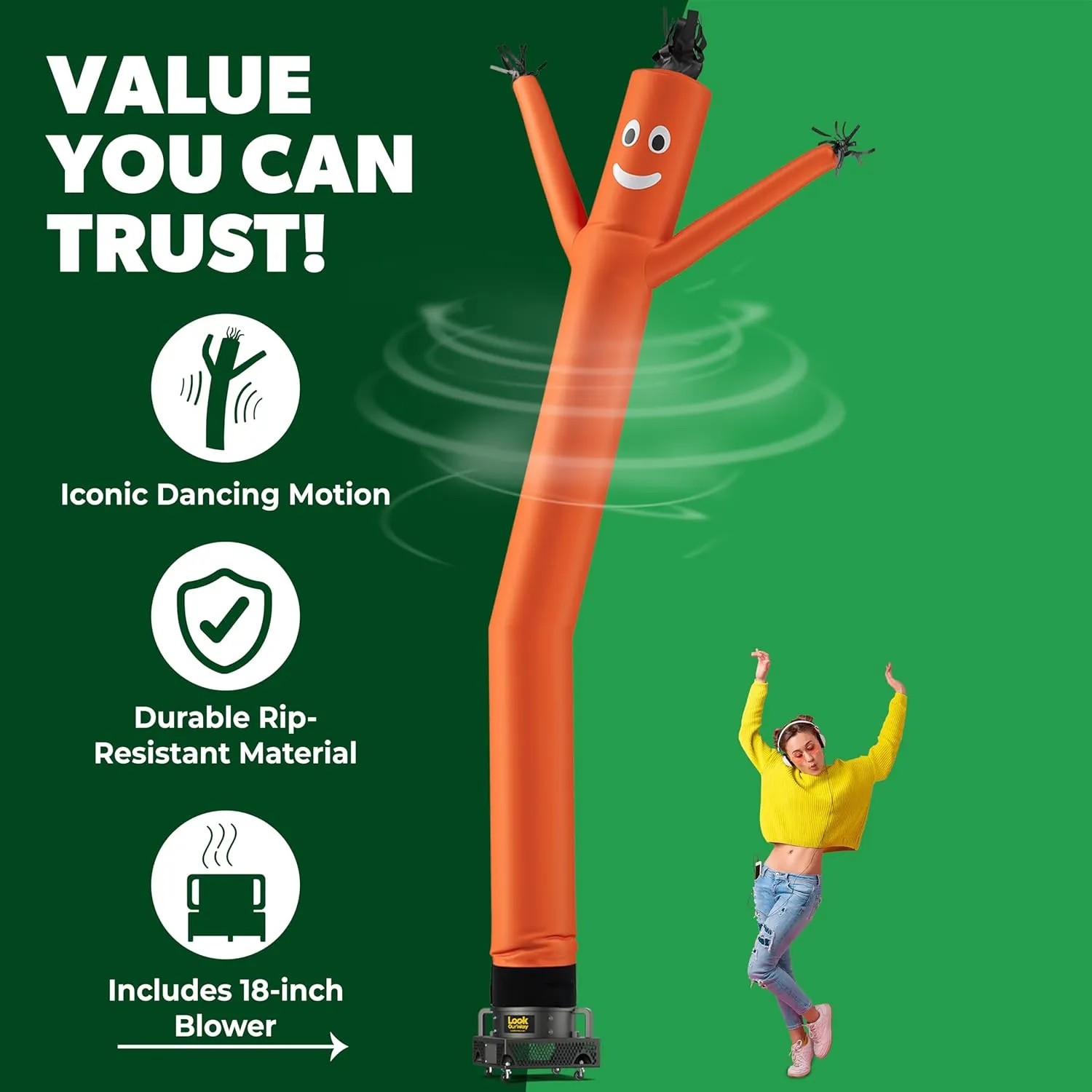 LookOurWay Air Dancers Wacky Waving Inflatable Tube Man Set - 20 Feet Tall Inflatable Dancing Man with Blower for Business Advertising