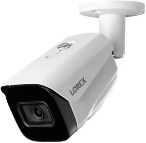 Lorex 4K (8MP) Smart IP Bullet Security Camera with Listen-in Audio and Real-Time 30FPS Recording - White