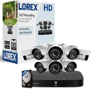 Lorex Fusion 1080p HD Security Camera System w/ 1TB DVR – 8 Channel Home Security System w/ 8 Analog Metal Bullet Cameras – Smart Motion Detection, Long Range IR Night Vision, Weatherproof