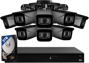 Lorex Fusion 4K Security Camera System w/ 3TB NVR - 16 Channel PoE Wired Home Security System w/ 8 Metal Bullet Cameras - Smart Devices, Color Night Vision, Long-Range IR, Weatherproof Surveillance