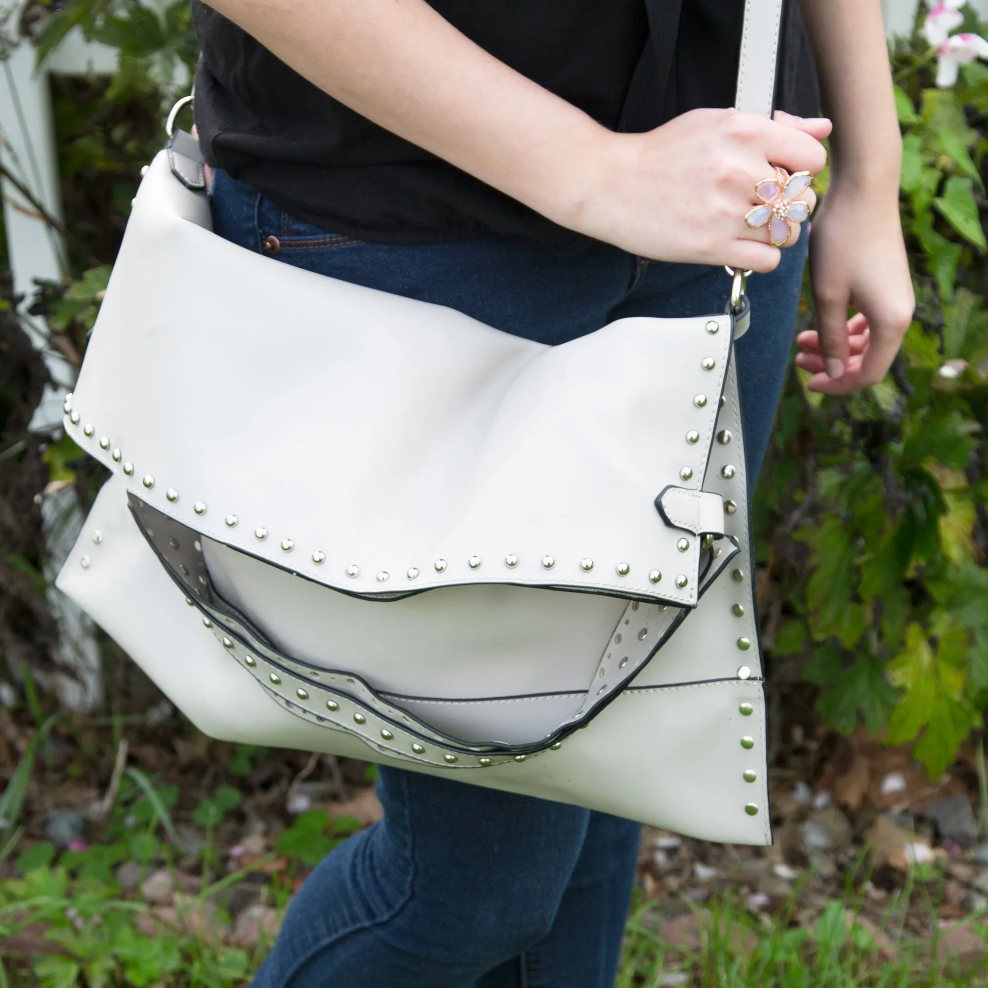 Lorin Studded Slouch Bag