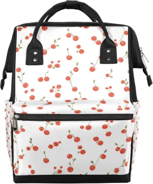 Lovely Cute Cherry Waterproof Diaper Bag Backpack Large Capacity Baby Bag with Stroller Straps, Multi-Pocket Diaper Bag Unisex Baby Travel Essentials Shower Gift