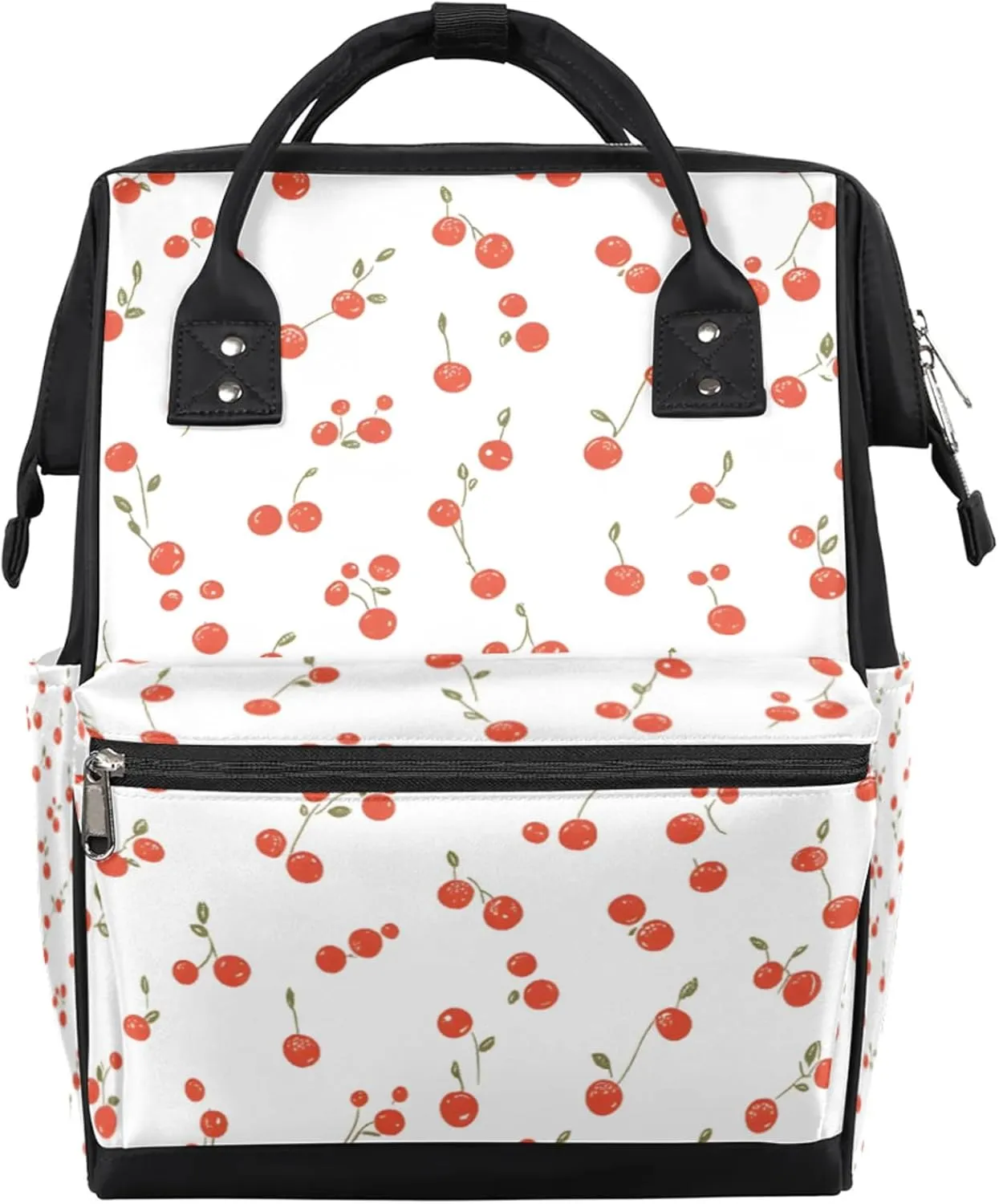 Lovely Cute Cherry Waterproof Diaper Bag Backpack Large Capacity Baby Bag with Stroller Straps, Multi-Pocket Diaper Bag Unisex Baby Travel Essentials Shower Gift