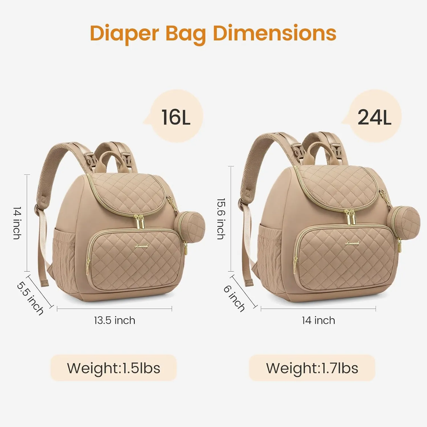 LOVEVOOK Diaper Bag Backpack, Large Capacity Diaper Bags for Baby Girl Boy with Changing Pad, Stylish Baby Diaper Bag, Waterproof Diaper Bag for Mom Dad with Stroller Buckles,15.6 Inch